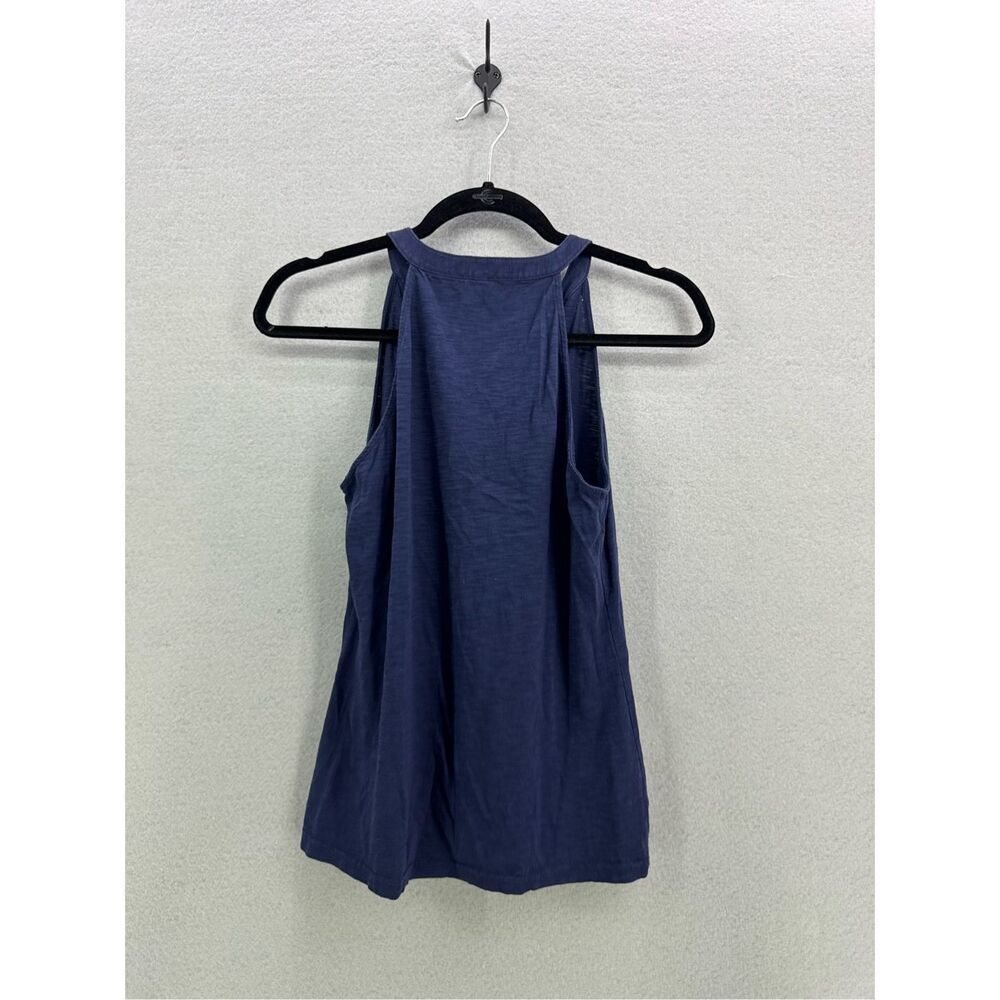 Lilly Pulitzer Women Navy Blue Pima Cotton Sleeveless Shay Ruffle Tank Top Large - Picture 4 of 5